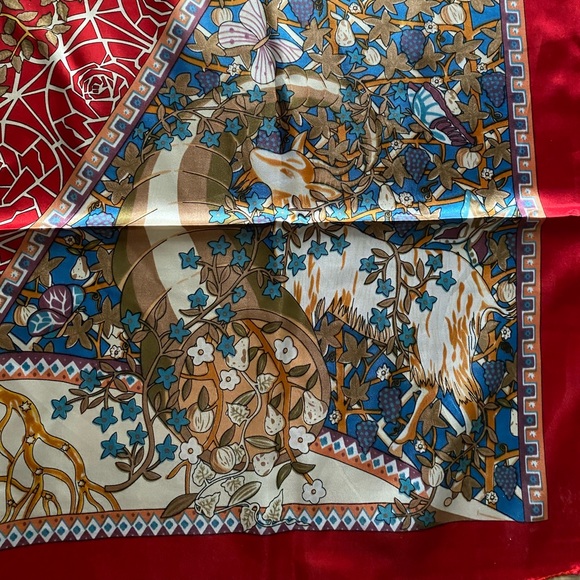 Red Silk-like Scarf - Picture 7 of 7